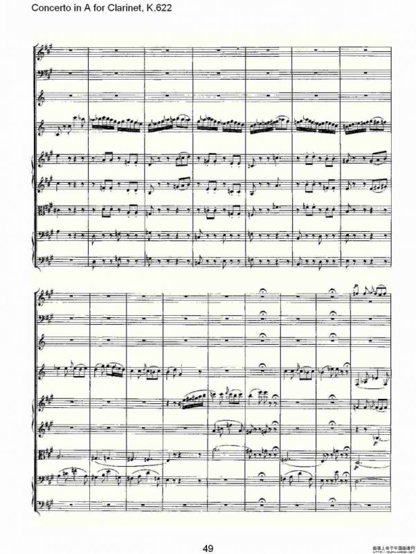 Concerto in A for Clarinet, K.622（A调单簧管协奏曲, K.62）