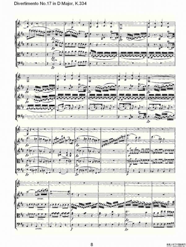 Divertimento No.17 in D Major, K.334（D大调第十七嬉游曲,K.）