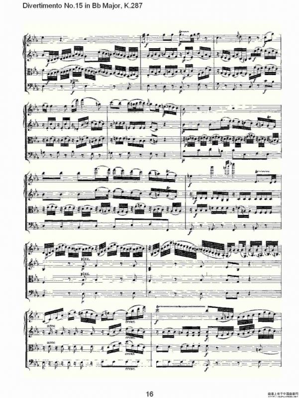 Bb大调第十五嬉游曲，K.287