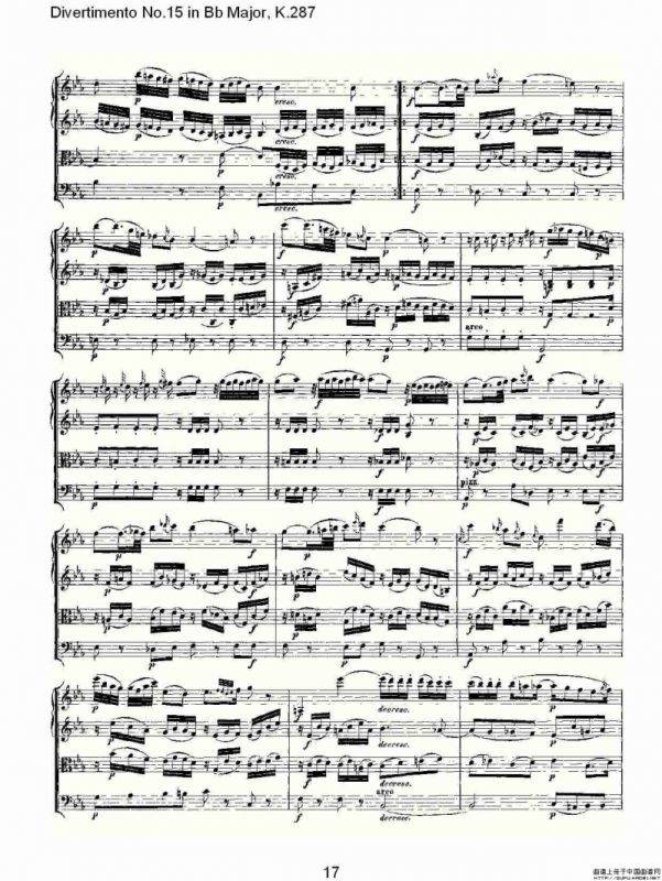 Bb大调第十五嬉游曲，K.287