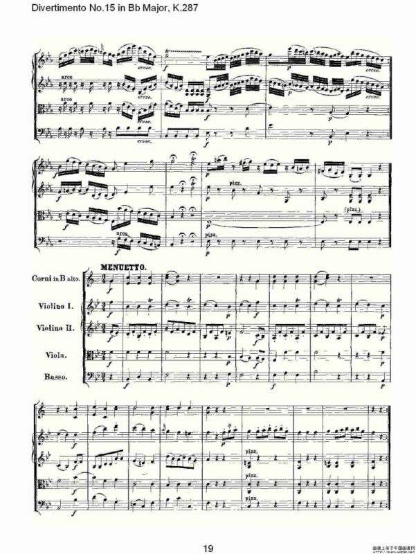 Bb大调第十五嬉游曲，K.287