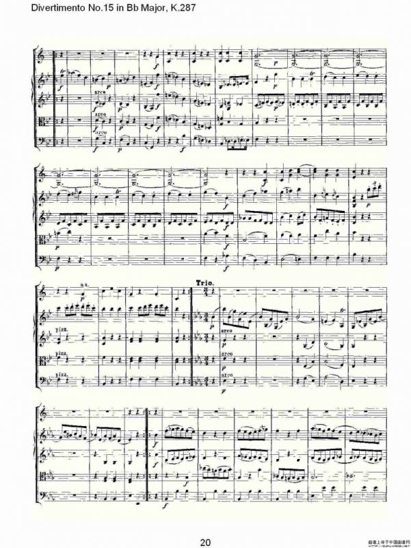 Bb大调第十五嬉游曲，K.287