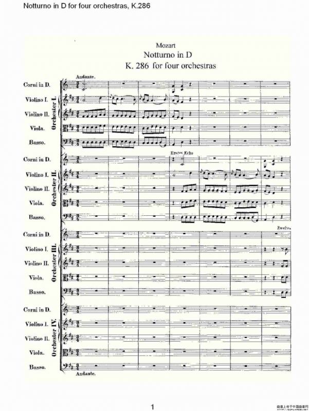 D调四管弦乐小夜曲, K.286