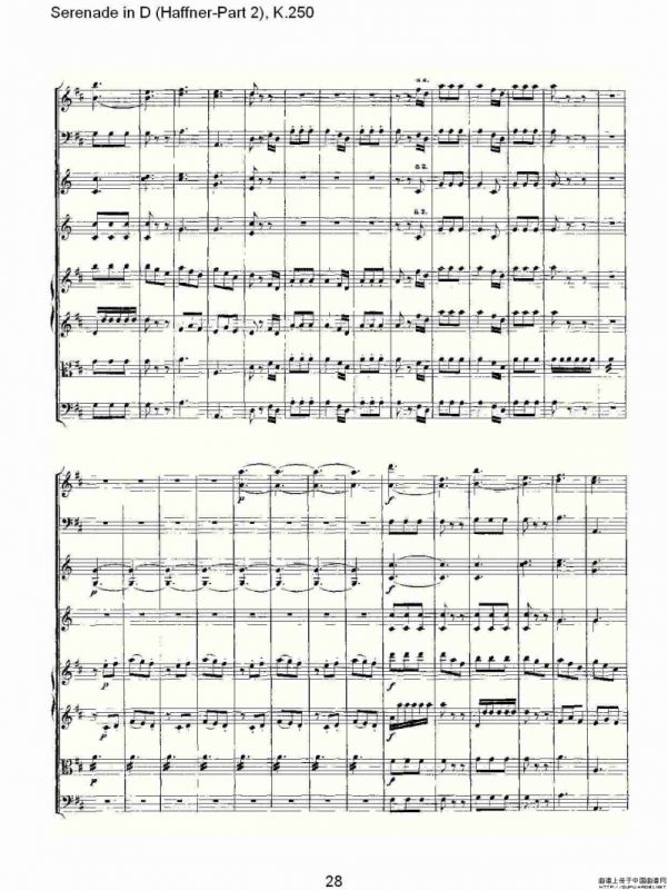 Serenade in D（Haffner-Part 2), K.250 D调小夜）