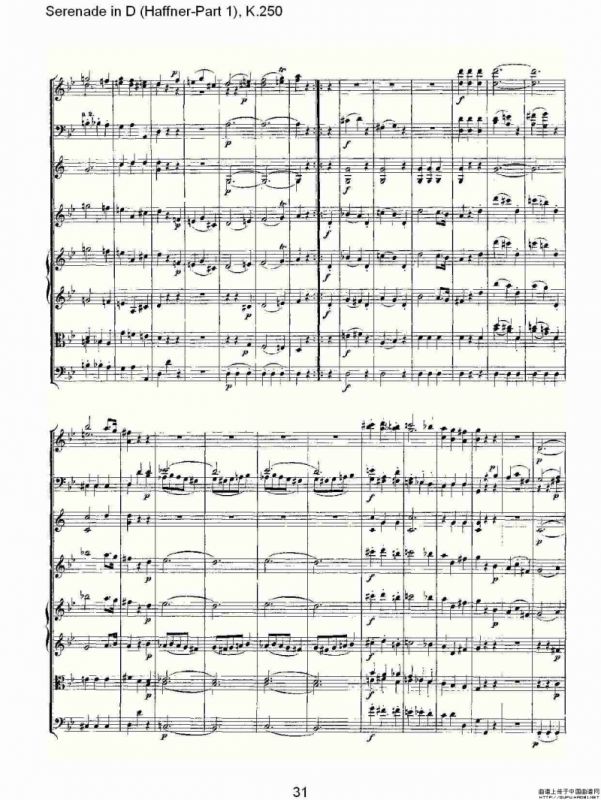 Serenade in D（Haffner-Part 1), K.250 D调小夜）