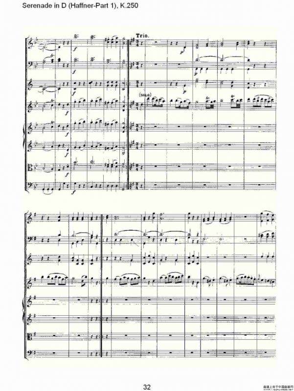 Serenade in D（Haffner-Part 1), K.250 D调小夜）