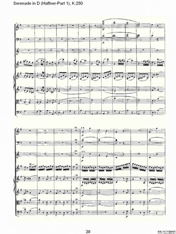 Serenade in D（Haffner-Part 1), K.250 D调小夜）