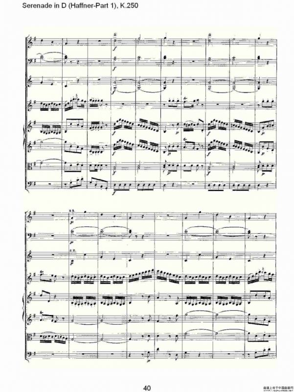 Serenade in D（Haffner-Part 1), K.250 D调小夜）
