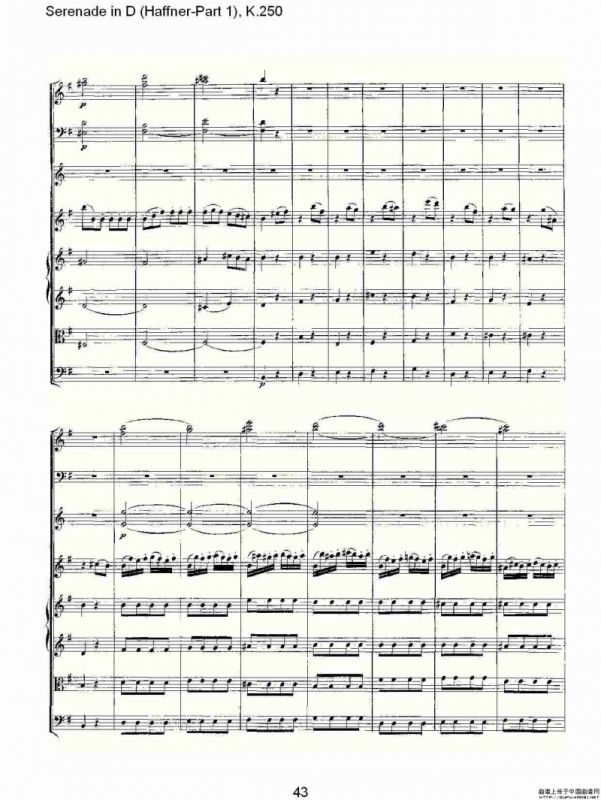 Serenade in D（Haffner-Part 1), K.250 D调小夜）
