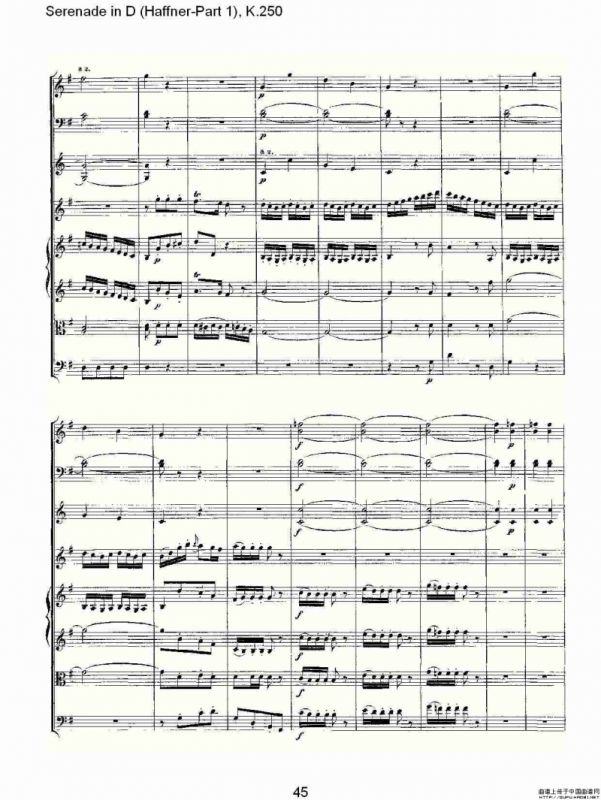 Serenade in D（Haffner-Part 1), K.250 D调小夜）