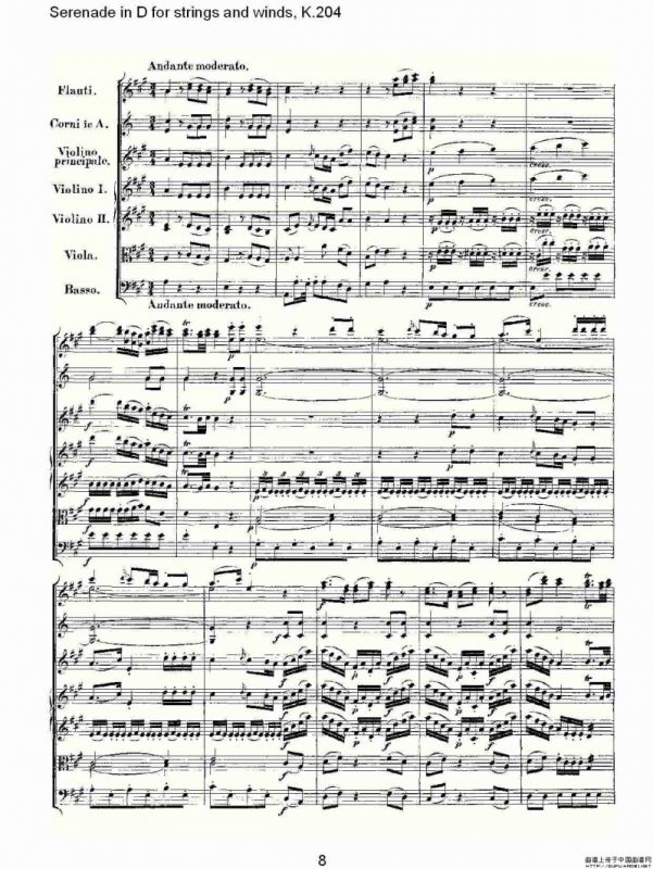Serenade in D for strings and winds, K.204（D调管弦乐小）