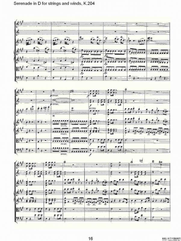 Serenade in D for strings and winds, K.204（D调管弦乐小）