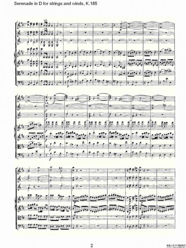 Serenade in D for strings and winds, K.185（D调管弦乐小）