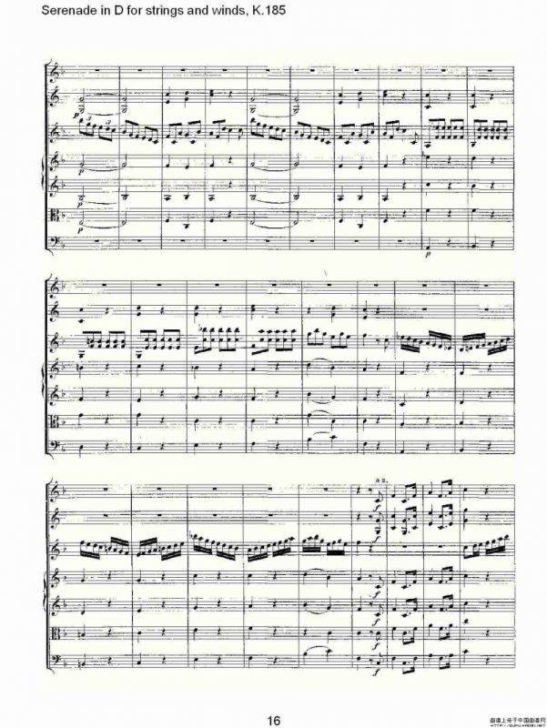 Serenade in D for strings and winds, K.185（D调管弦乐小）