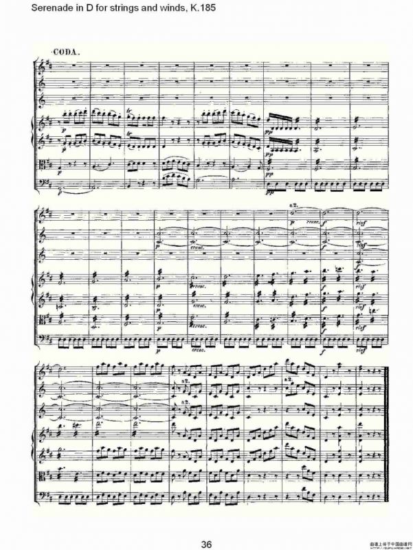 Serenade in D for strings and winds, K.185（D调管弦乐小）
