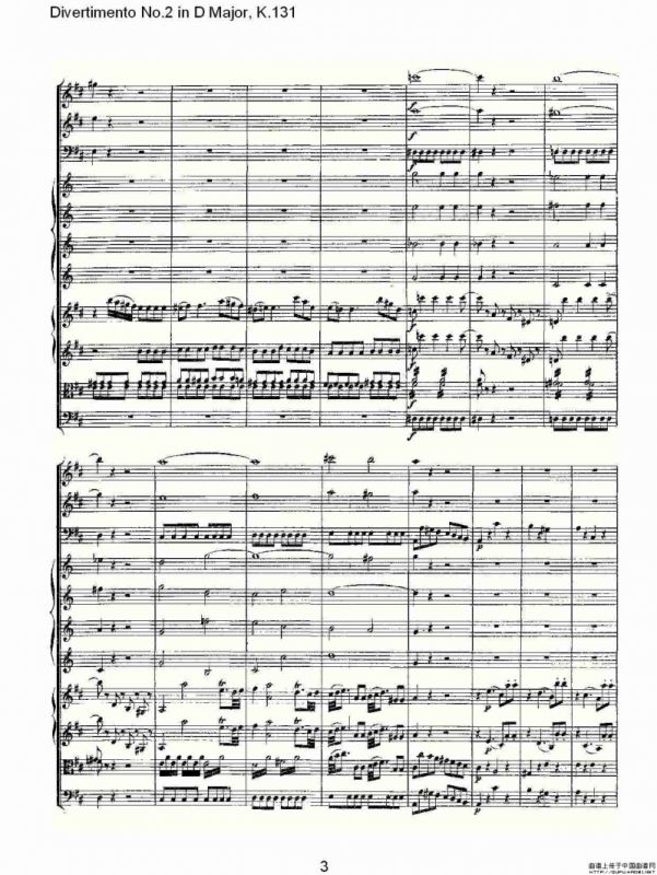 Divertimento No.2 in D Major, K.131（D大调第二嬉游曲,K.13）