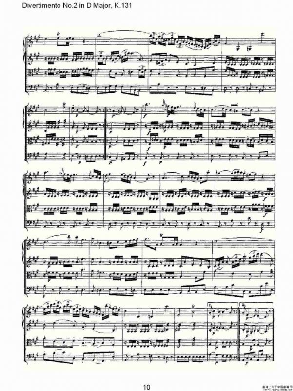 Divertimento No.2 in D Major, K.131（D大调第二嬉游曲,K.13）