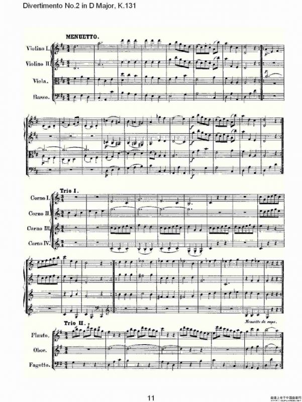 Divertimento No.2 in D Major, K.131（D大调第二嬉游曲,K.13）