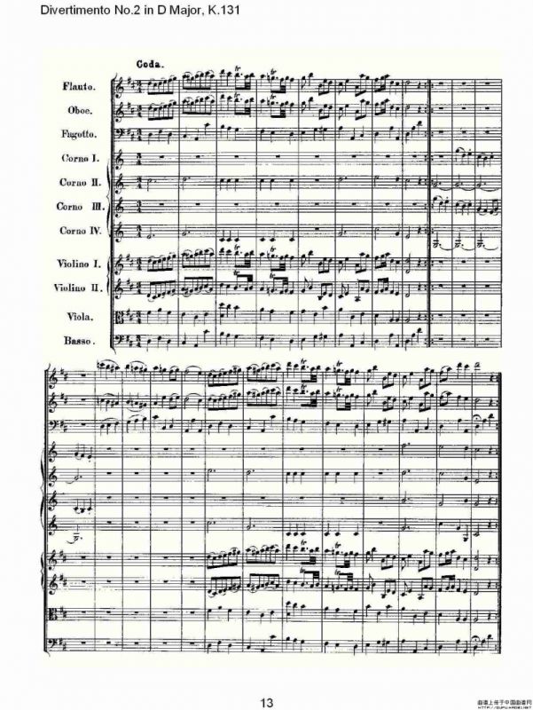 Divertimento No.2 in D Major, K.131（D大调第二嬉游曲,K.13）