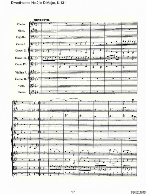 Divertimento No.2 in D Major, K.131（D大调第二嬉游曲,K.13）