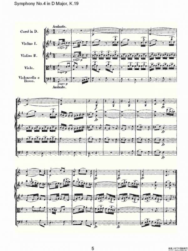 Symphony No.4 in D Major, K.19（Ｄ大调第四交响曲K.19）