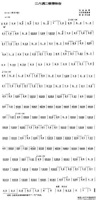 二八调二板傍收台（唢呐谱）