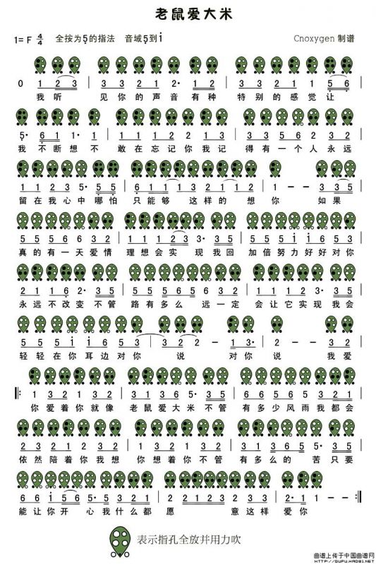 老鼠爱大米（六孔陶笛谱）