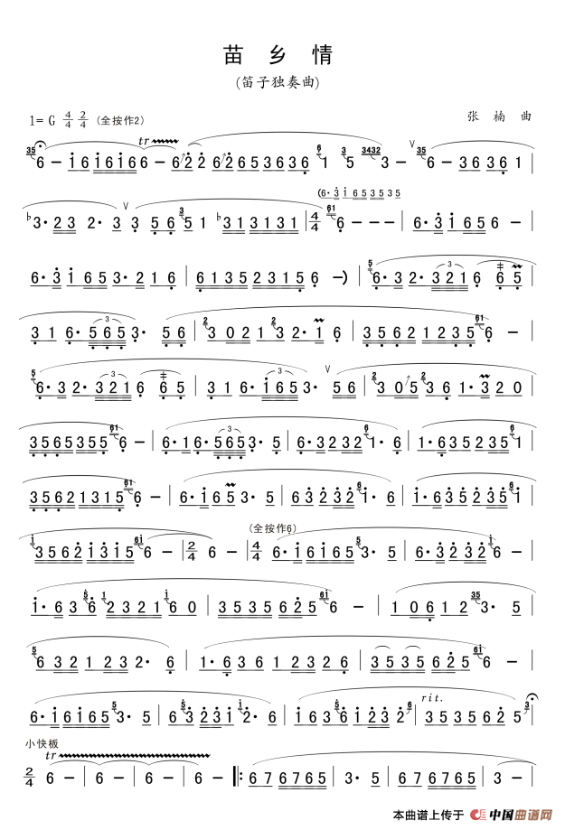 苗乡情（笛子独奏）