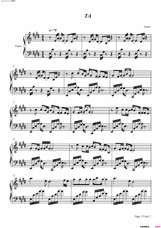 TA(简单版-抖音热歌)