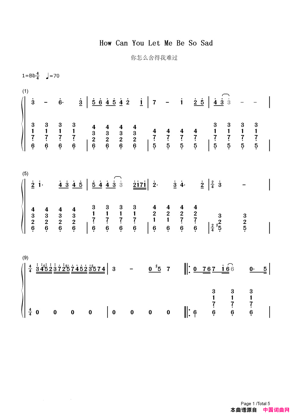 你怎么舍得我难过简谱版