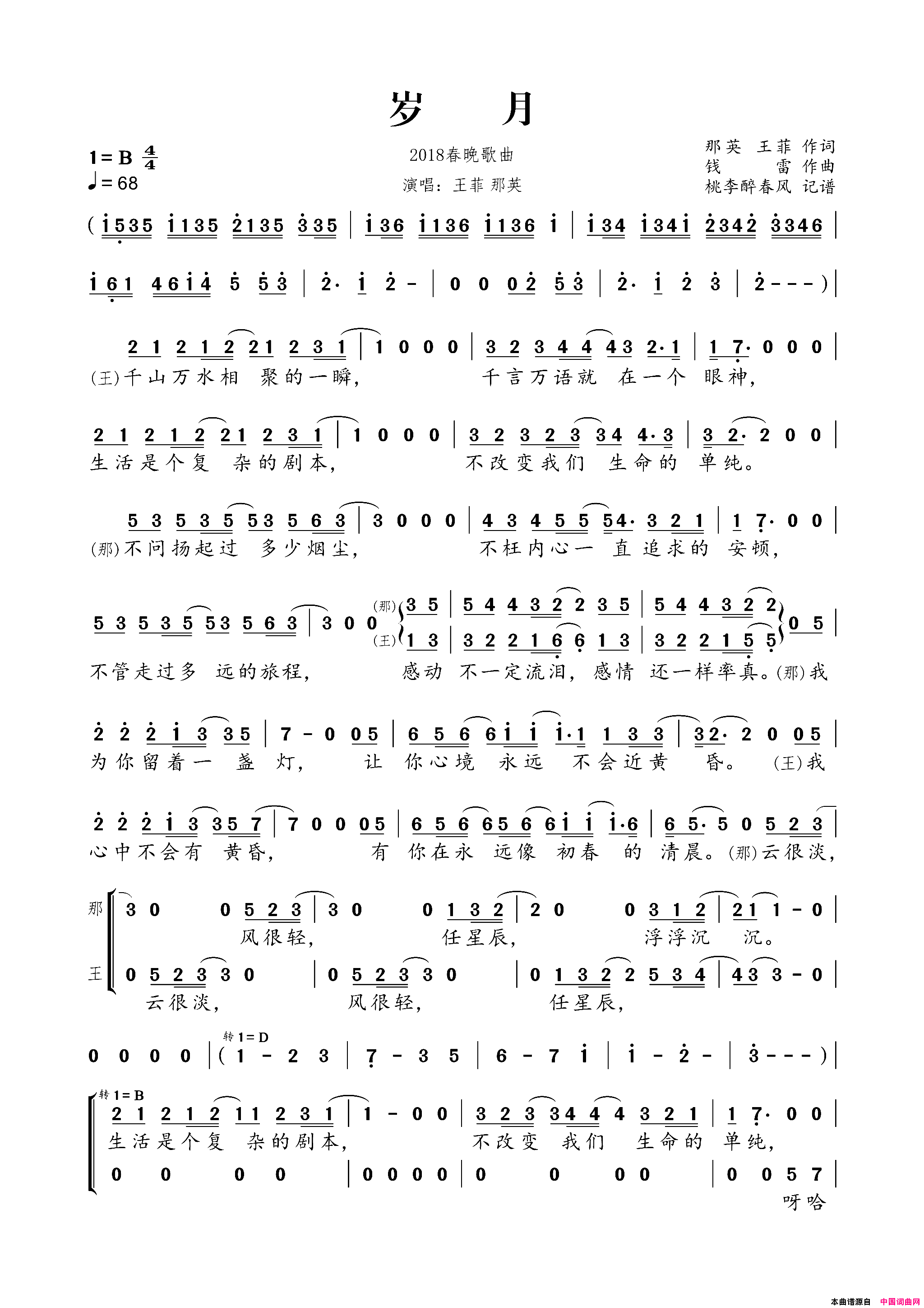 岁月2018春晚歌曲