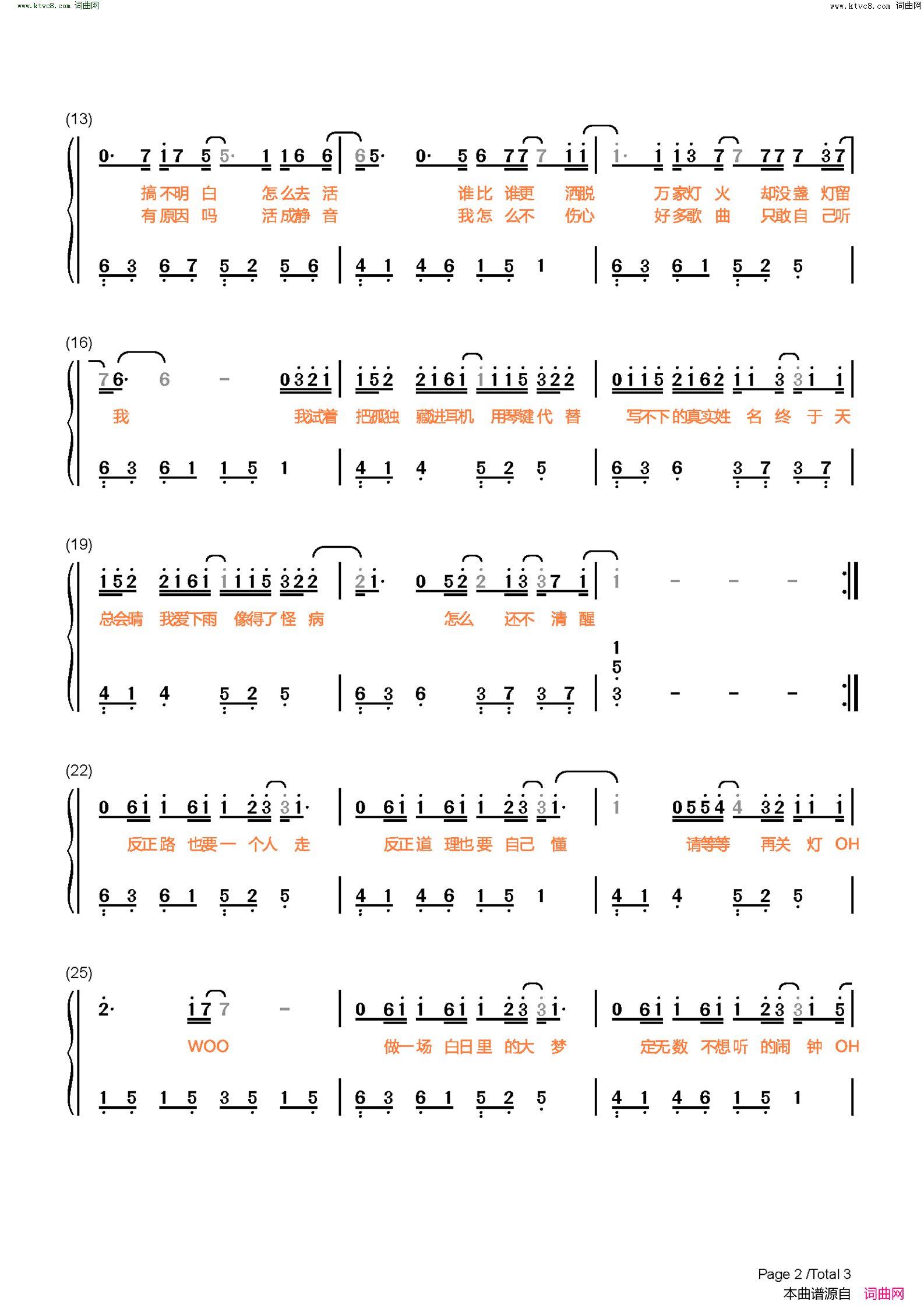茫(C调简单版-我试着把孤独藏进耳机用琴键代替-抖音热歌)