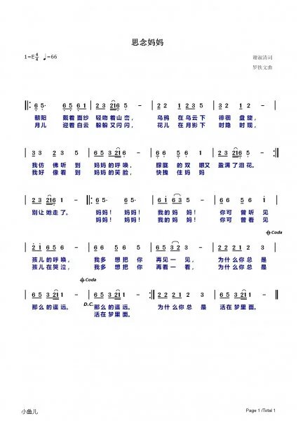 妈妈你不要牵挂是什么歌的歌词