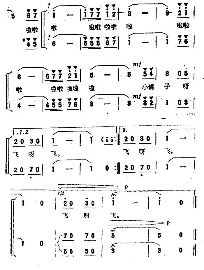 小鸽子，飞呀飞简谱