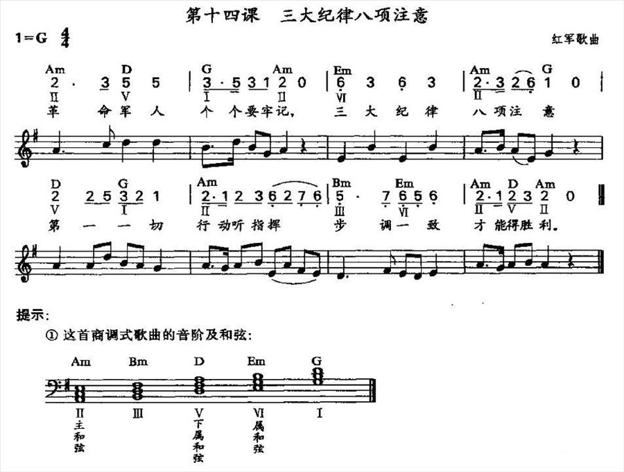 三大纪律八项注意简谱