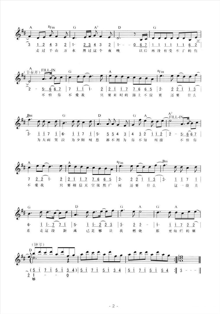 不怕你不爱我简谱