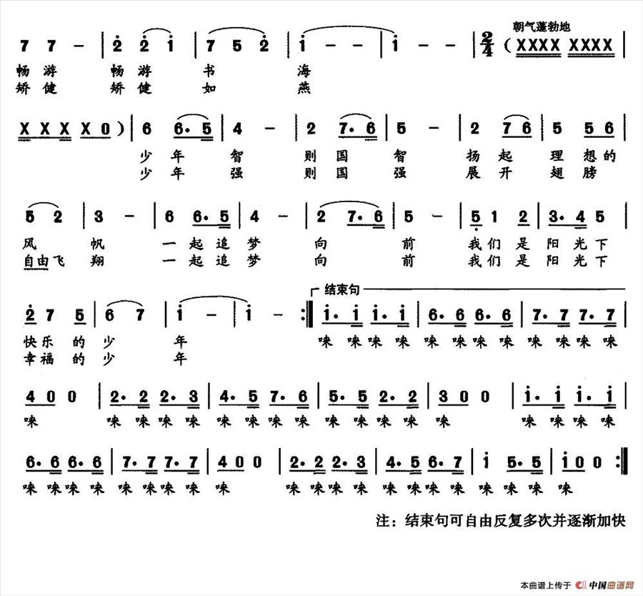 我们是阳光下的少年简谱