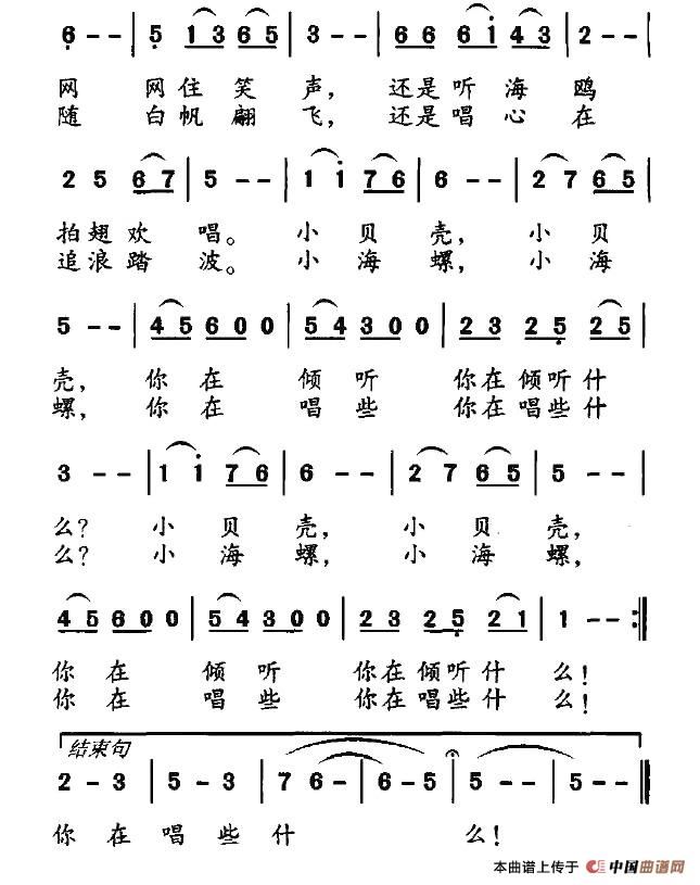 小贝壳，小海螺简谱