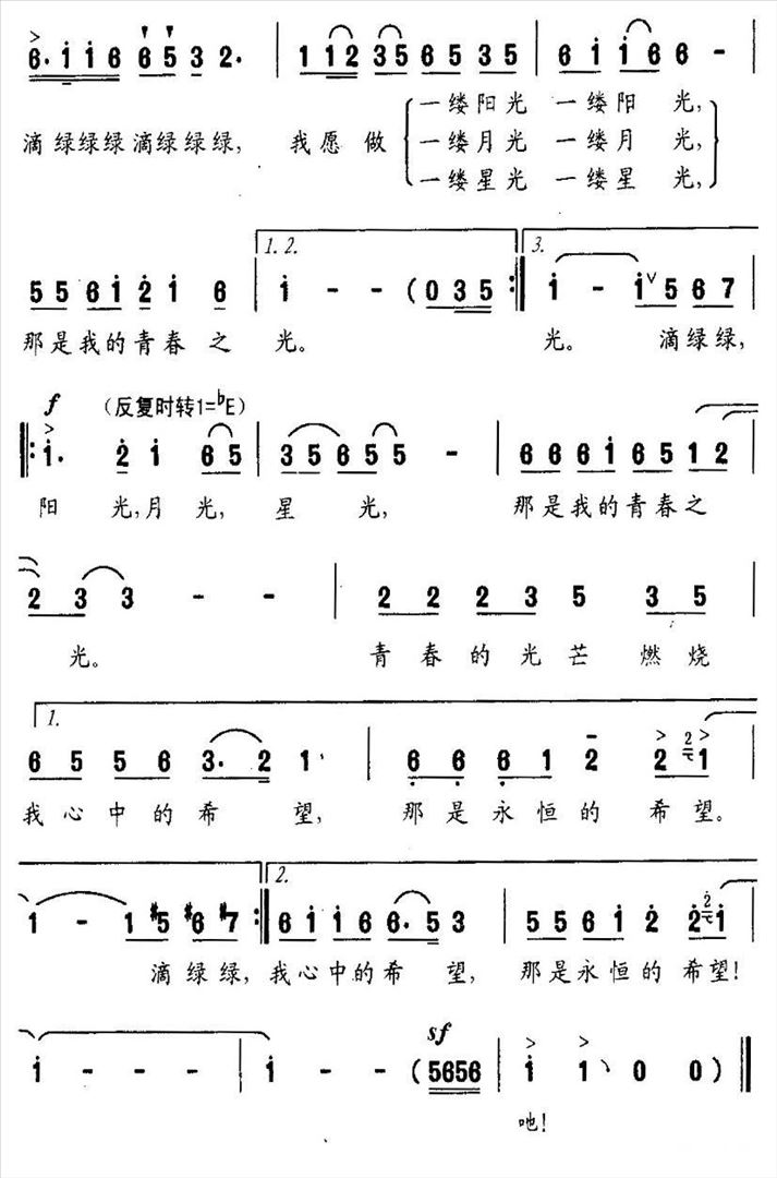 阳光月光星光简谱