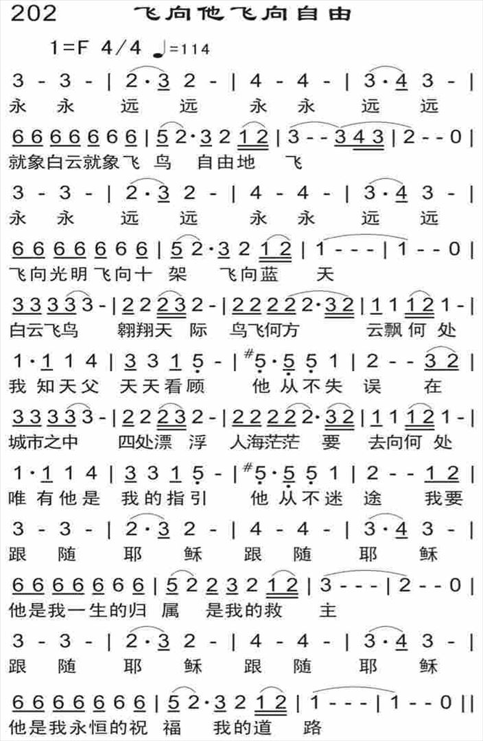 飞向他飞向自由简谱