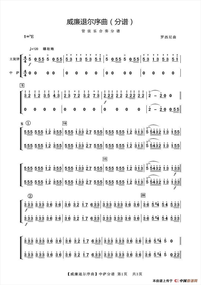 威廉退尔序曲简谱
