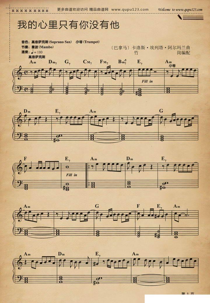 我的心里只有你没有他简谱