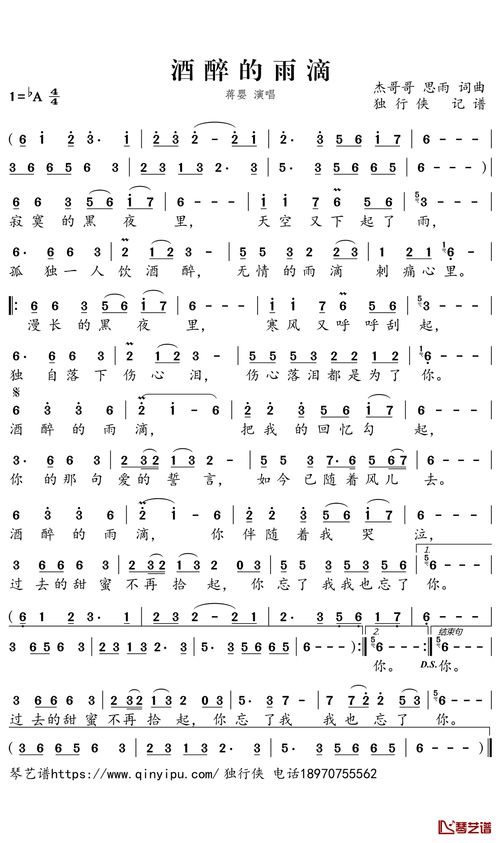 《酒醉的雨滴》原唱，歌曲《今夜为你醉》