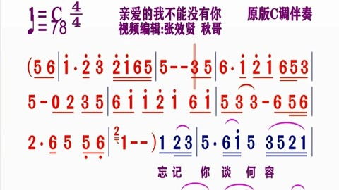 亲爱的我不能没有你简谱，情人的眼泪动态简谱伴奏